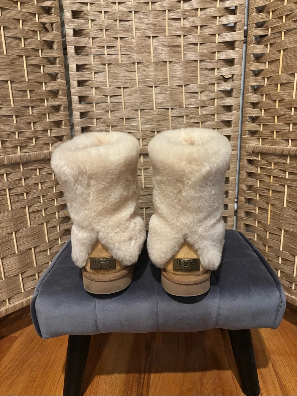 UGG Chestnut and Cream Suede Shearling Booties